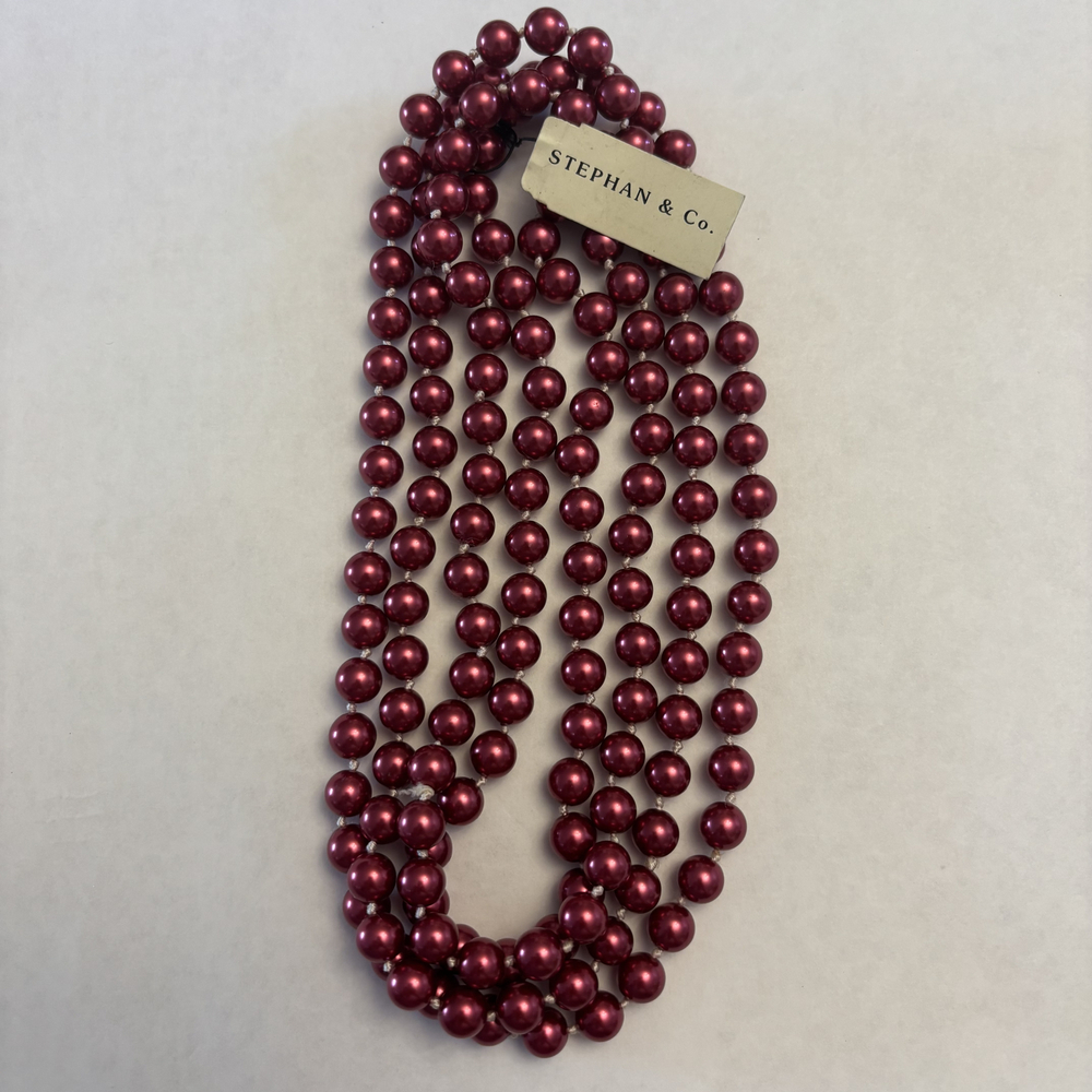 Stephan & Co. Metallic Red Faux Pearl Strand Necklace NWT